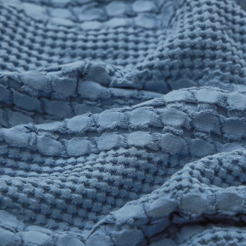 PHF 100% Cotton Waffle Weave Euro Sham Covers, 2 Pack 26" x 26" Bed Pillow Covers for Elegant Home Decor, No Filling, Luxury Aesthetic Soft Euro Pillow Cases for Bed, Captain's Blue - Image 5