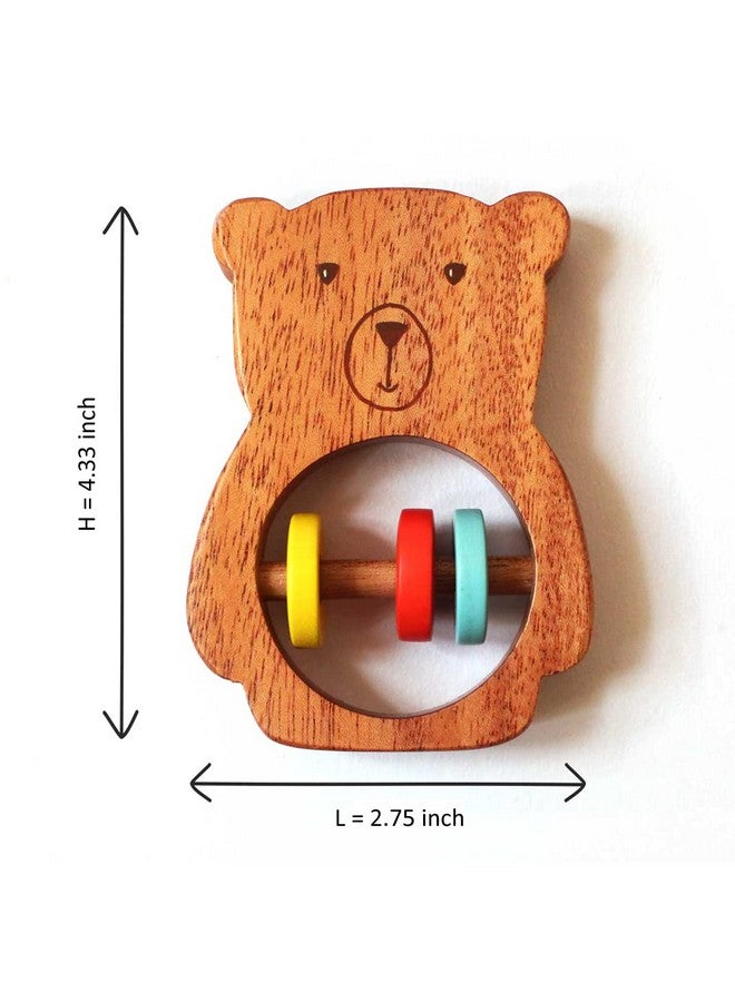 Shumee Handmade Wooden Bear Rattle Animal Shaped Wooden Baby Rattle And Teething Toy Natural Wood And Beeswax Sealer Ages 6Mo+ - Image 4