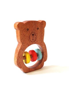 Shumee Handmade Wooden Bear Rattle Animal Shaped Wooden Baby Rattle And Teething Toy Natural Wood And Beeswax Sealer Ages 6Mo+  - Image 2