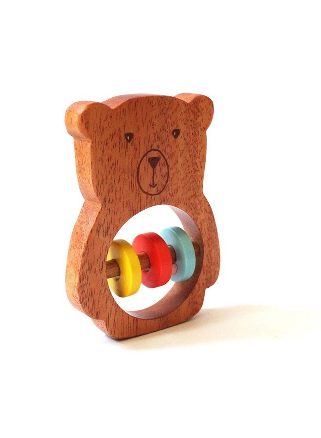 Shumee Handmade Wooden Bear Rattle Animal Shaped Wooden Baby Rattle And Teething Toy Natural Wood And Beeswax Sealer Ages 6Mo+ - Image 2
