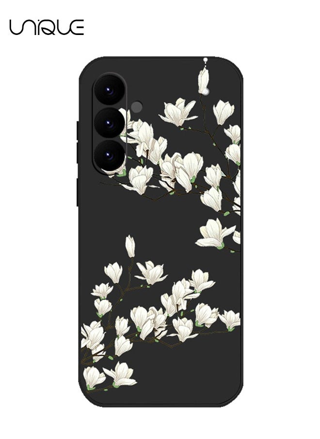 Unique Compatible with Samsung Galaxy A55 Case - Flowers Anti Slip Shockproof Flexibility Soft Silicone Protector Phone for Samsung Galaxy A55 Case - Black  - Image 1