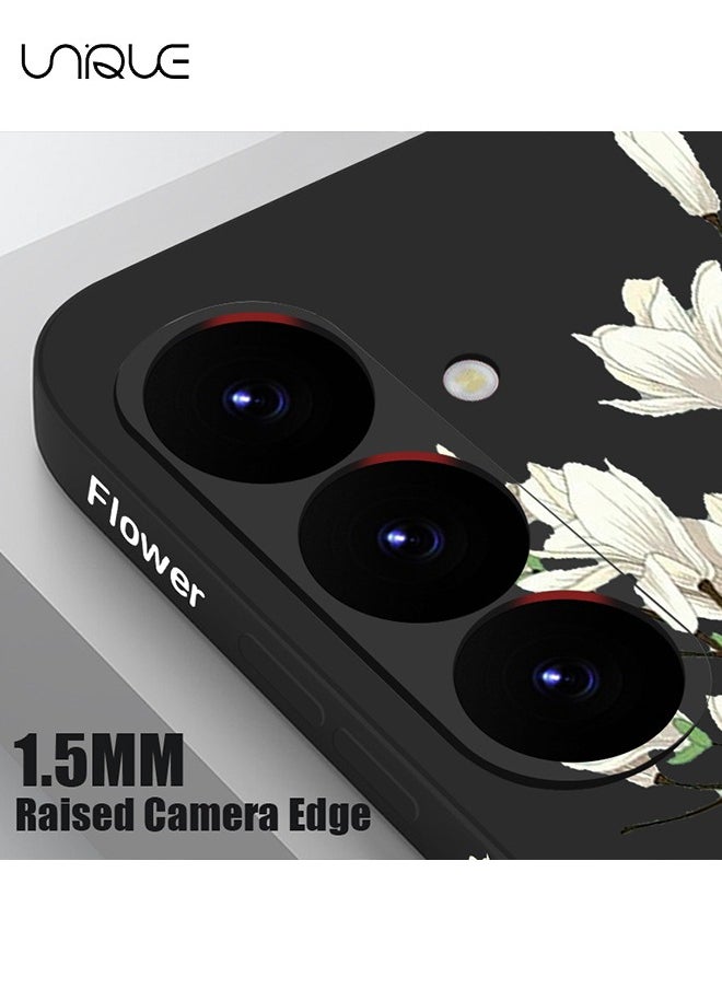 Unique Compatible with Samsung Galaxy A55 Case - Flowers Anti Slip Shockproof Flexibility Soft Silicone Protector Phone for Samsung Galaxy A55 Case - Black  - Image 4