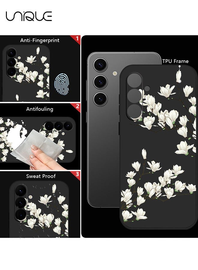 Compatible with Samsung Galaxy A55 Case - Flowers Anti Slip Shockproof Flexibility Soft Silicone Protector Phone for Samsung Galaxy A55 Case - Black