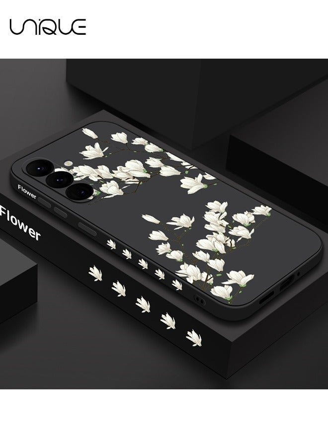 Compatible with Samsung Galaxy A55 Case - Flowers Anti Slip Shockproof Flexibility Soft Silicone Protector Phone for Samsung Galaxy A55 Case - Black
