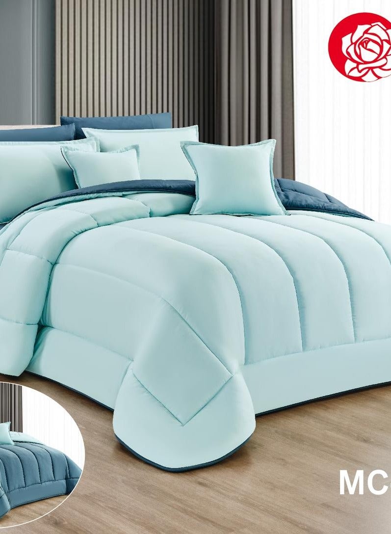 ريد روز طقم لحاف سرير نفرين نظام وجهين مفرش مكون من 8 قطع مايكروفايبر لحاف مقاس240 في 260سم - Image 4