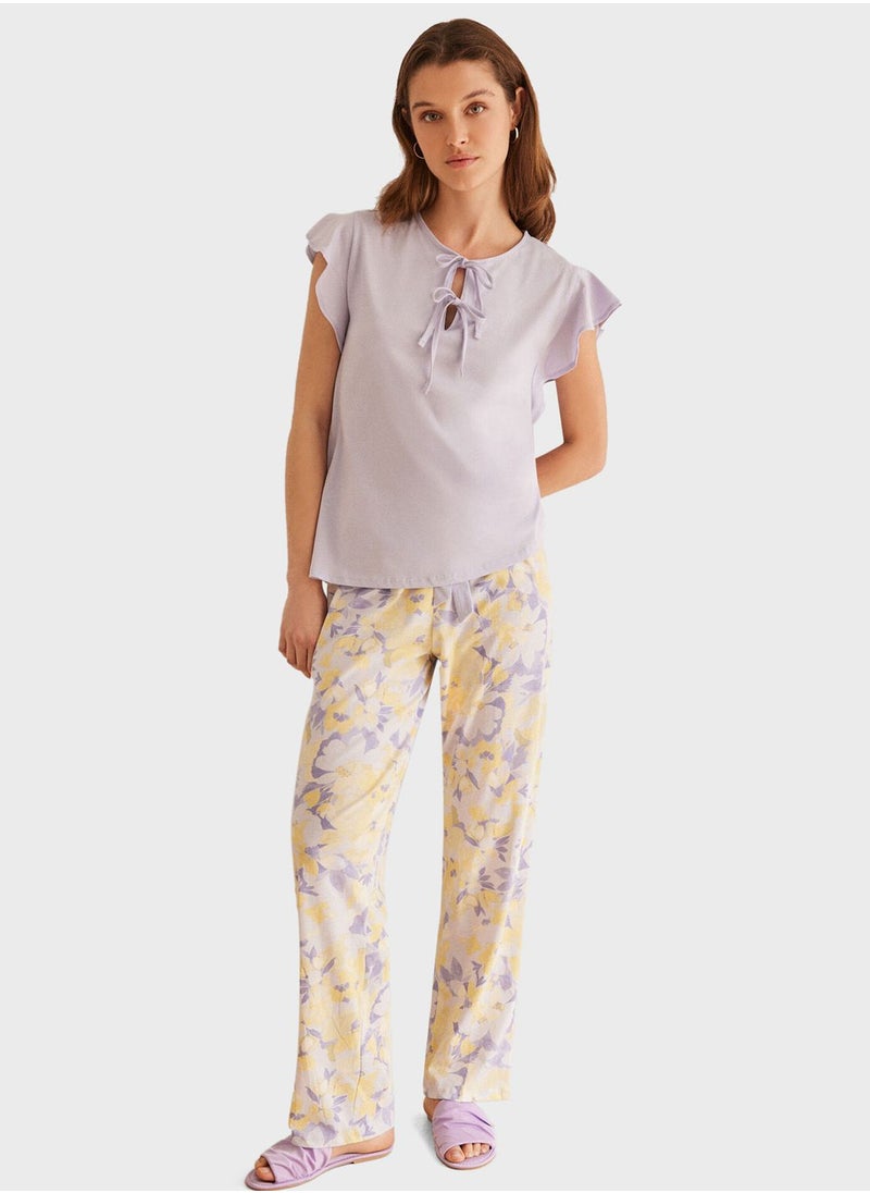 women'secret - Lilac Floral Pyjama Set - Image 1