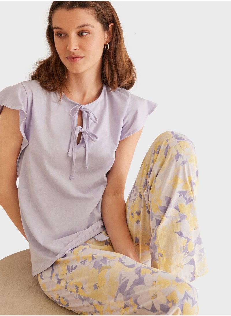 women'secret - Lilac Floral Pyjama Set - Image 1