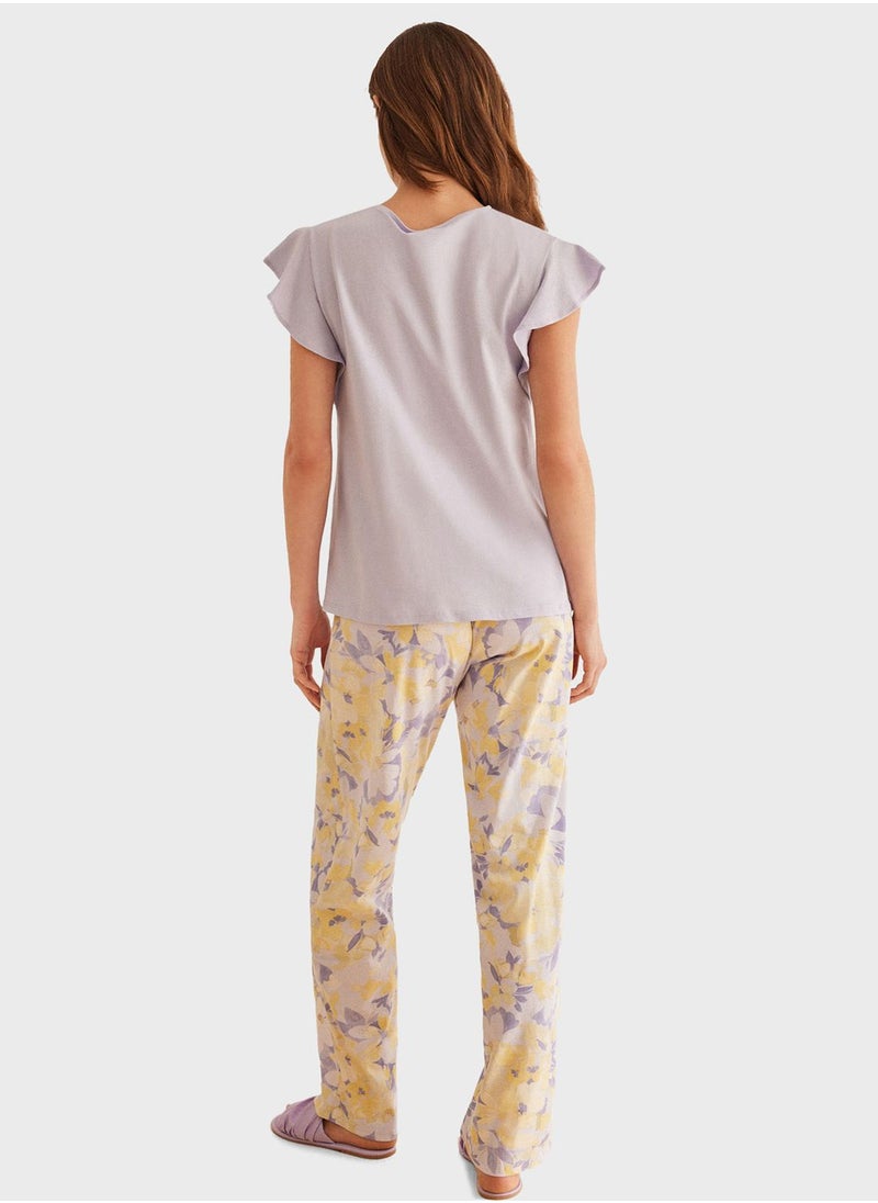 women'secret - Lilac Floral Pyjama Set - Image 1