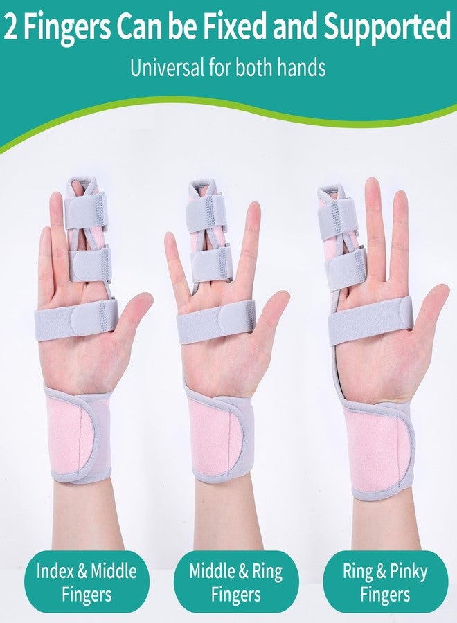 Lefeke Trigger Finger Splint, Finger Brace for Middle, Index, Pinky, or Ring Finger Support, Hand Splint for Broken Fingers, Arthritis, Fracture, Hand Brace with Fingers Support (2 fingers Fixed) Pink - Image 4