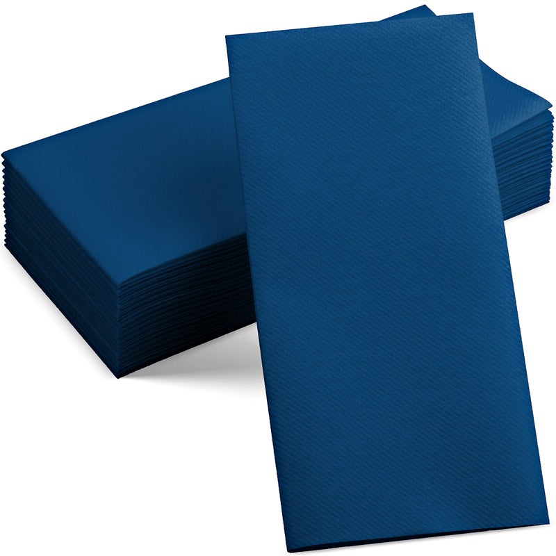 Servietto 50-Pack Disposable Linen-Feel Blue Napkins  12"" x 17"" Cloth-Like Paper Dinner Napkins For Wedding  Bathroom  Party Or Event - Image 1