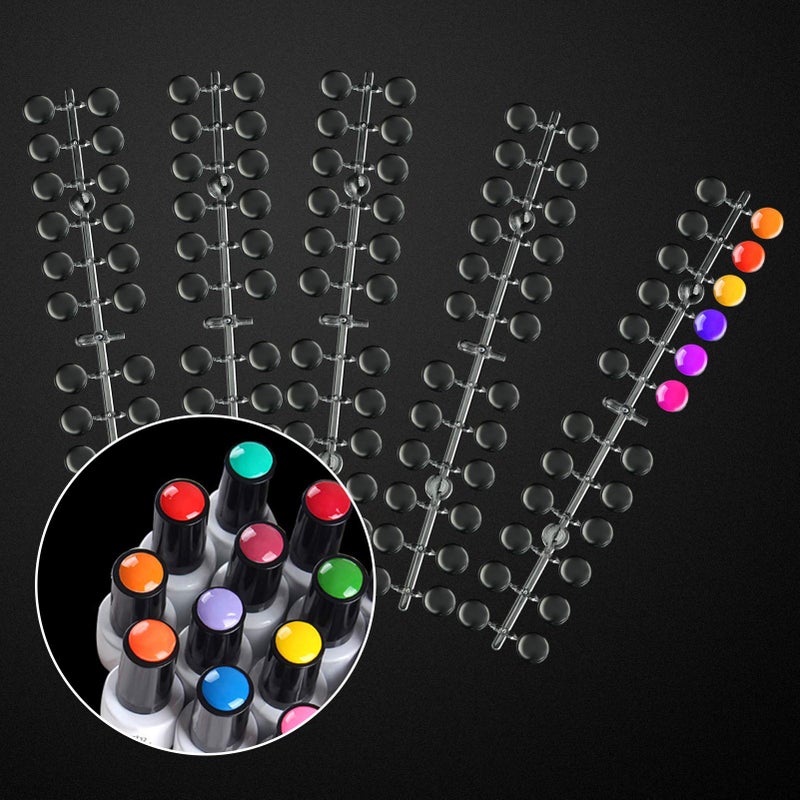 Biubee 240 Pcs Round False Nail Display Tips- Transparent Nail Art Display Chart Nail Art Color Display Tips Tool Nail Swatch Sticks with Adhesive Sticker for Nail Polish Training Practicing Color Displaying - Image 1