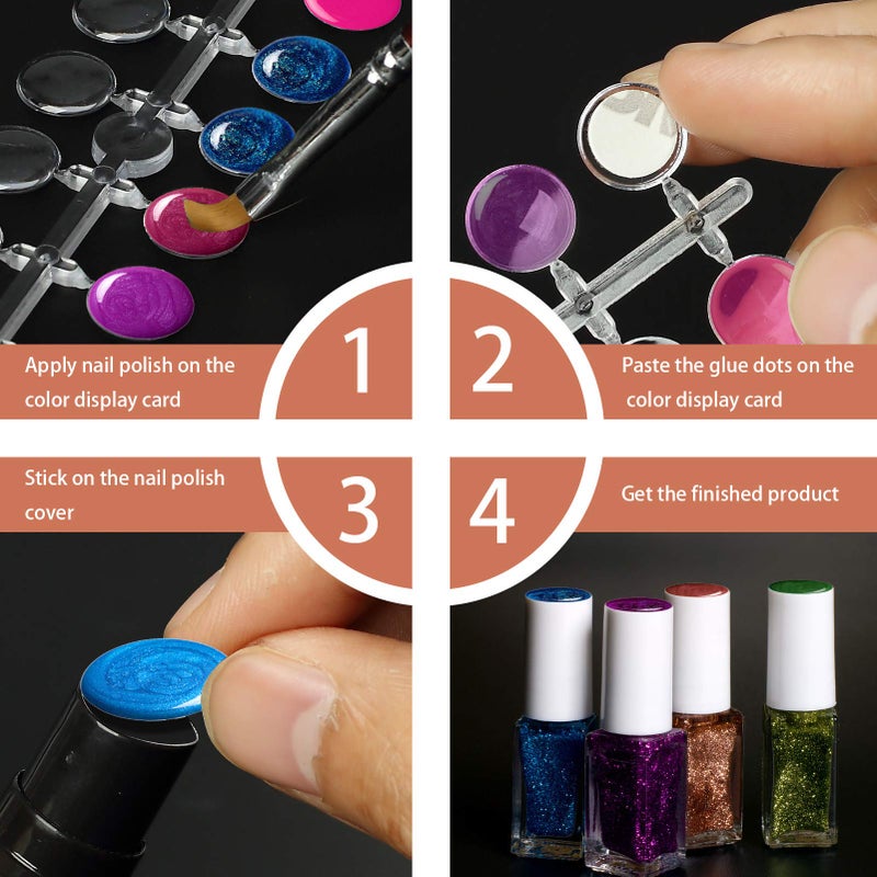 Biubee 240 Pcs Round False Nail Display Tips- Transparent Nail Art Display Chart Nail Art Color Display Tips Tool Nail Swatch Sticks with Adhesive Sticker for Nail Polish Training Practicing Color Displaying - Image 5