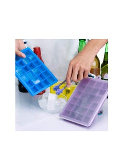 Ice Cube Trays, Easy Release Silicone Flexible 24 Ice Cube Trays with Spill-Resistant Removable Lid, BPA Free, for Freezer, Stackable Ice Trays with Covers and Dishwasher Safe 2Pcs