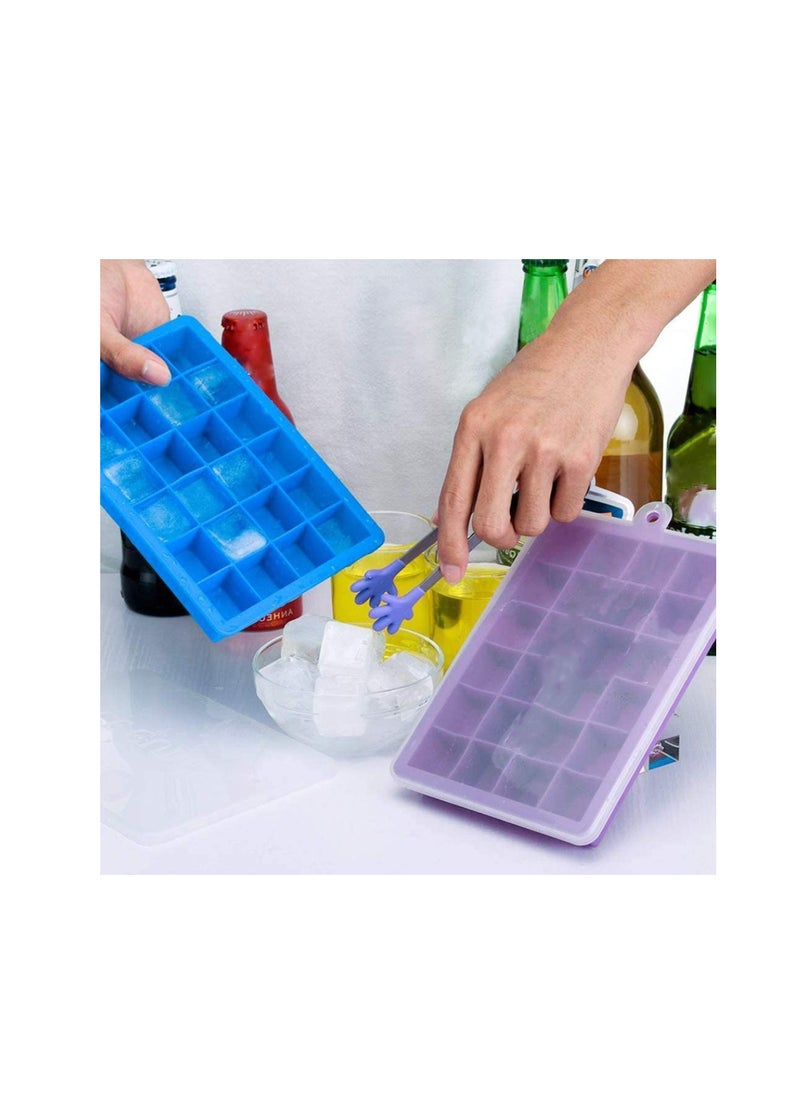 SYOSI - Ice Cube Trays, Easy Release Silicone Flexible 24 Ice Cube Trays with Spill-Resistant Removable Lid, BPA Free, for Freezer, Stackable Ice Trays with Covers and Dishwasher Safe 2Pcs - Image 1