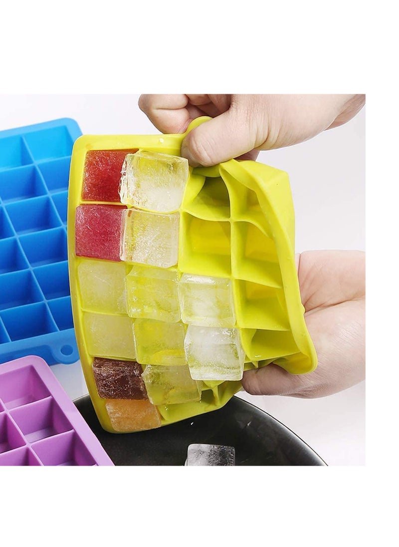 SYOSI - Ice Cube Trays, Easy Release Silicone Flexible 24 Ice Cube Trays with Spill-Resistant Removable Lid, BPA Free, for Freezer, Stackable Ice Trays with Covers and Dishwasher Safe 2Pcs - Image 1