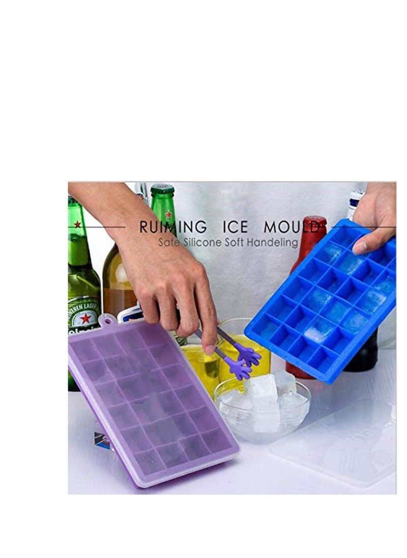 SYOSI - Ice Cube Trays, Easy Release Silicone Flexible 24 Ice Cube Trays with Spill-Resistant Removable Lid, BPA Free, for Freezer, Stackable Ice Trays with Covers and Dishwasher Safe 2Pcs - Image 1