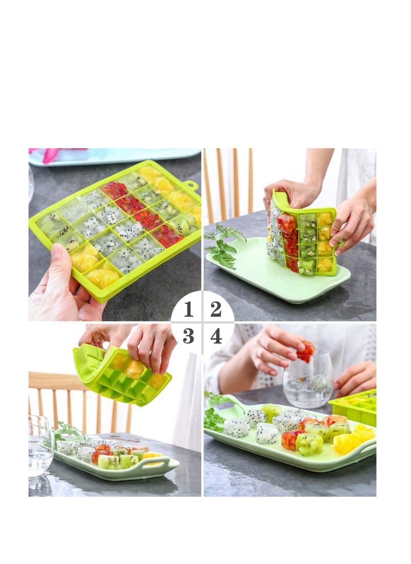 SYOSI - Ice Cube Trays, Easy Release Silicone Flexible 24 Ice Cube Trays with Spill-Resistant Removable Lid, BPA Free, for Freezer, Stackable Ice Trays with Covers and Dishwasher Safe 2Pcs - Image 1