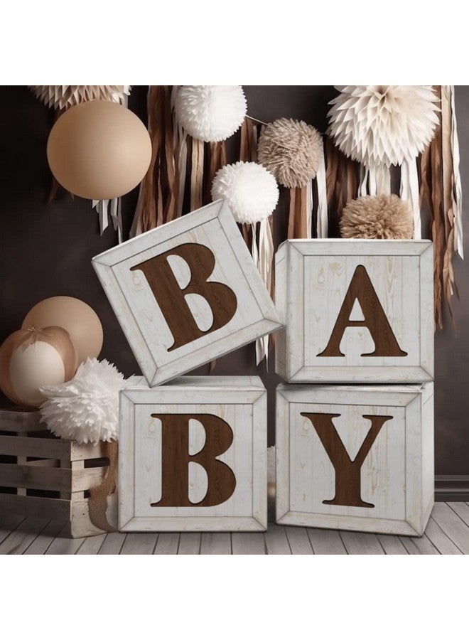Eploger Baby Shower Boxes for Gender Reveal Party Gender Neutral Baby Shower Centerpiece Decor,Wood Grain Boxes with Baby Letters,Baby Shower Supplies, Gender Reveal Backdrop - Image 2