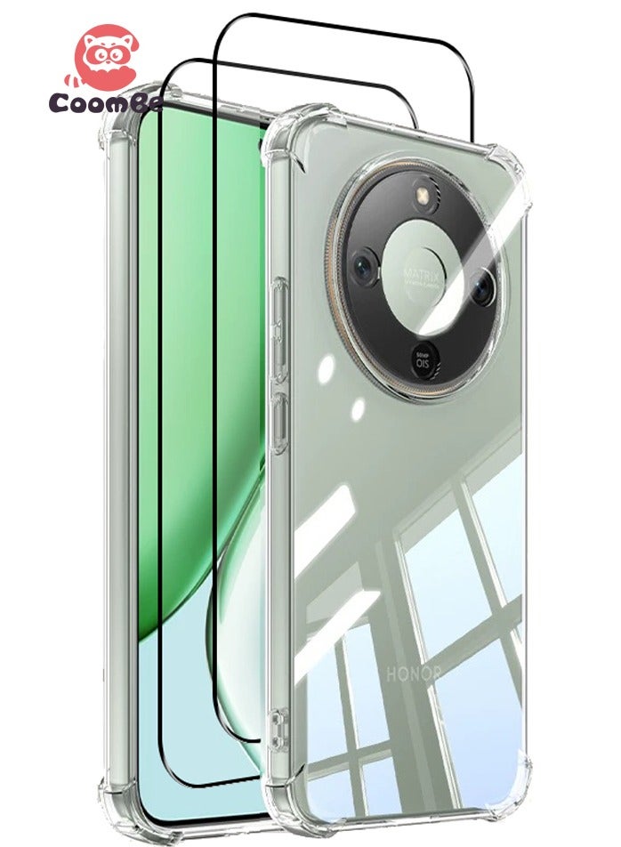 كومبي 3 في 1 لحقيبة Honor X9D ودرع شاشة Ultra HD بقيمة 2 قطعة، مزودة بـ 4 هياكل هوائية L-Arc، درع iPhone عالي الوضوح ومقاوم للصدمات، حقيبة رقيقة لـ Honor X9D - شفافة - Image 1