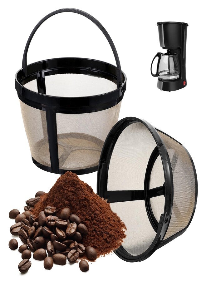 Nogeqi 2 Pack Reusable Coffee Filters 8-12 Cup with Closed Bottom, Basket Coffee Filters with Handle, Compatible with Most Coffeemakers - Image 1