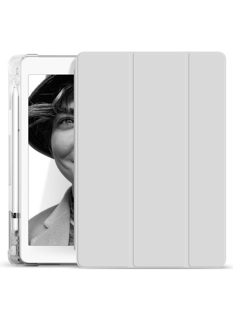 Slim Stand Transparent Back Smart Cover Case for iPad Pro13 Inch, Auto Wake/Sleep with Pencil Holder (Grey) - Image 1