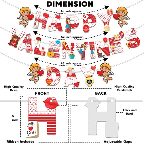 Festiko® Happy Valentine's Day Banner With Cute Love & Cupid Signs, Valentine's Decorations, Valentine's Day Decoration Item, Love Celebration Banner, Valentine Banner - Image 3