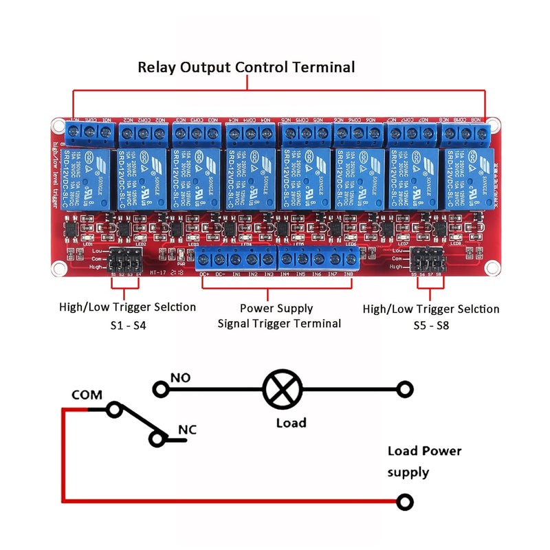AEDIKO DC 12V Relay Module 8 Channel Relay Board with OPTO-Isolated High or Low Level Trigger - Image 3