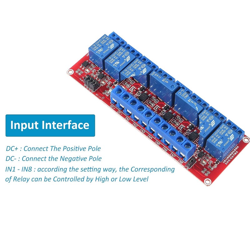 AEDIKO DC 12V Relay Module 8 Channel Relay Board with OPTO-Isolated High or Low Level Trigger - Image 5
