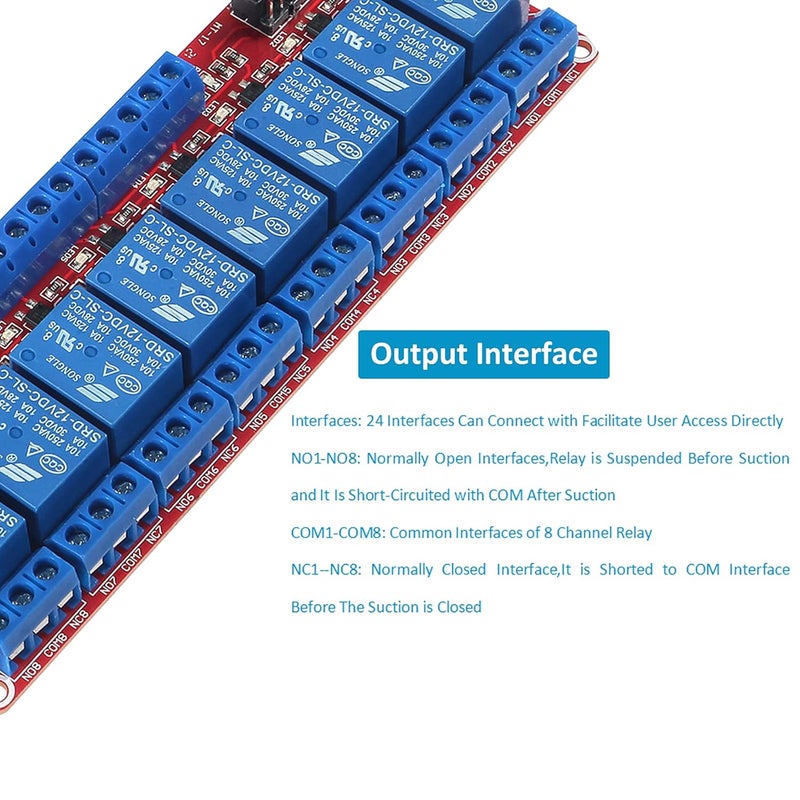 AEDIKO DC 12V Relay Module 8 Channel Relay Board with OPTO-Isolated High or Low Level Trigger - Image 4
