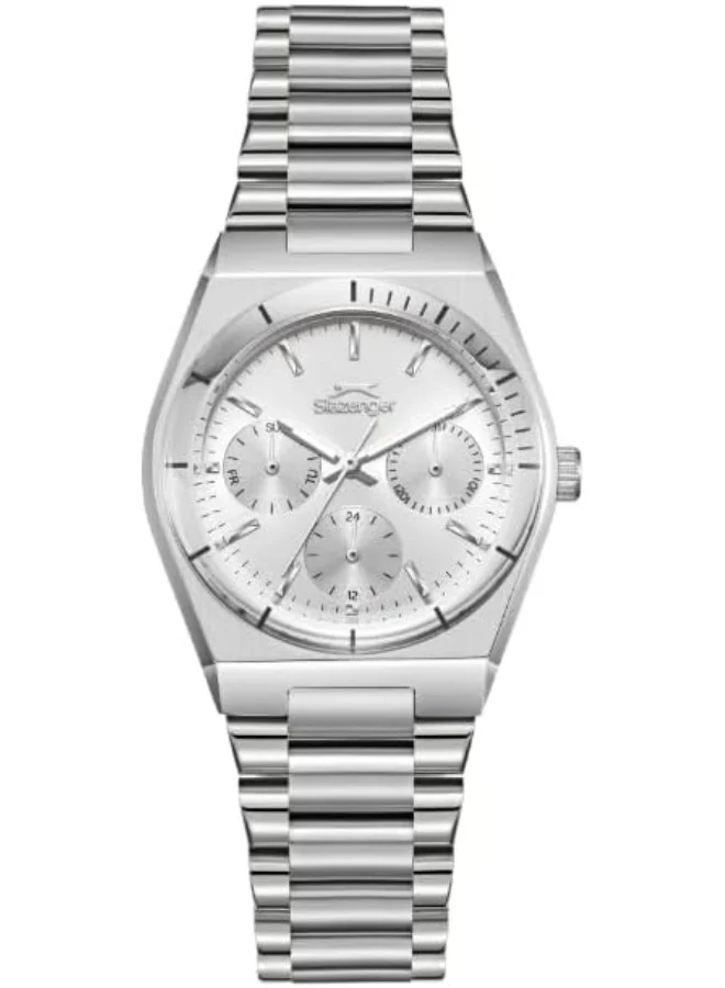سلازنجر Slazenger Women's Watch, Multi Function Display and Metal Strap - SL.9.2467.4.01, Silver