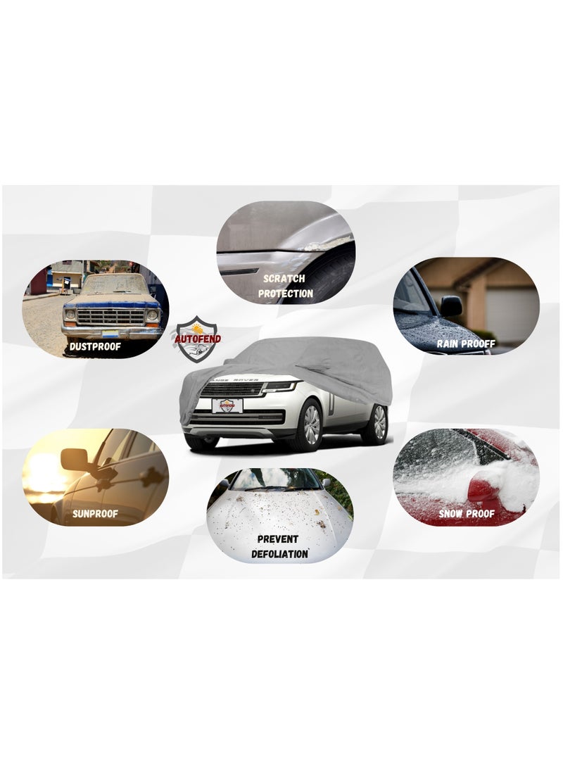 Zipporah All Weather Premium Lightweight 6-Layers Protective Car Cover 210T Compatible for 2022-2025 Range Rover LWB with Left Driver Side Door Zipper, Security Lock and Mirror Pockets - Image 5