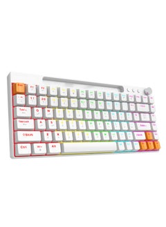 porodo Wired Mechanical Keyboard with 23 Different Backlighting Modes and Rotary Knob for Easy Audio Control / 84 Keys US Plus Arabic / Gaming and Fast Typing - White  - Image 1