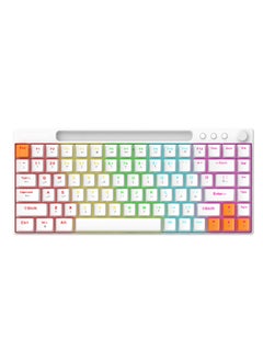 porodo Wired Mechanical Keyboard with 23 Different Backlighting Modes and Rotary Knob for Easy Audio Control / 84 Keys US Plus Arabic / Gaming and Fast Typing - White  - Image 2
