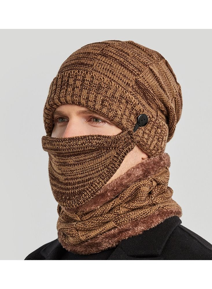 Loquat Winter Padded Set Cap Knitted Hat Scarf 2-Piece Set