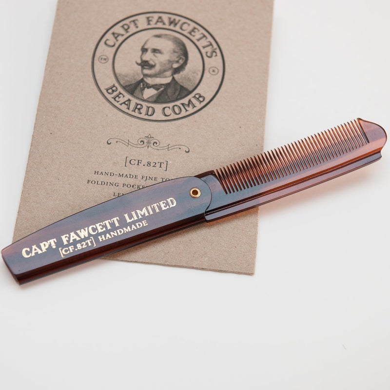 Captain Fawcett Folding Pocket Beard Comb | Hand Crafted | Fine Toothed Hair Comb | 82T | 193mm | - Image 4