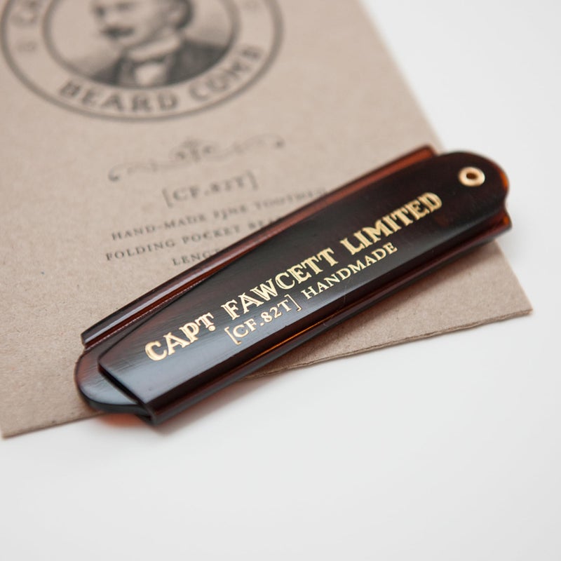 Captain Fawcett Folding Pocket Beard Comb | Hand Crafted | Fine Toothed Hair Comb | 82T | 193mm | - Image 2