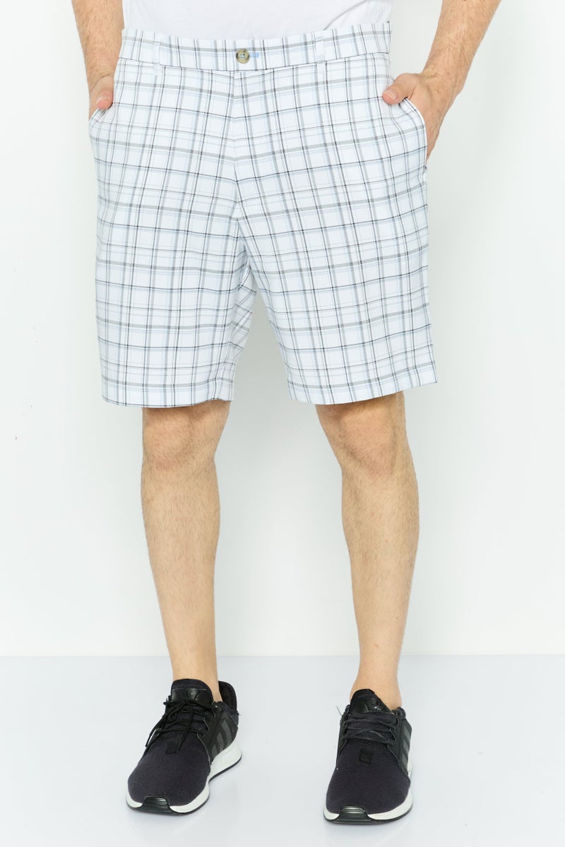 Tailorbyrd Men Embroidered Logo Chino Shorts, Off White - Image 1