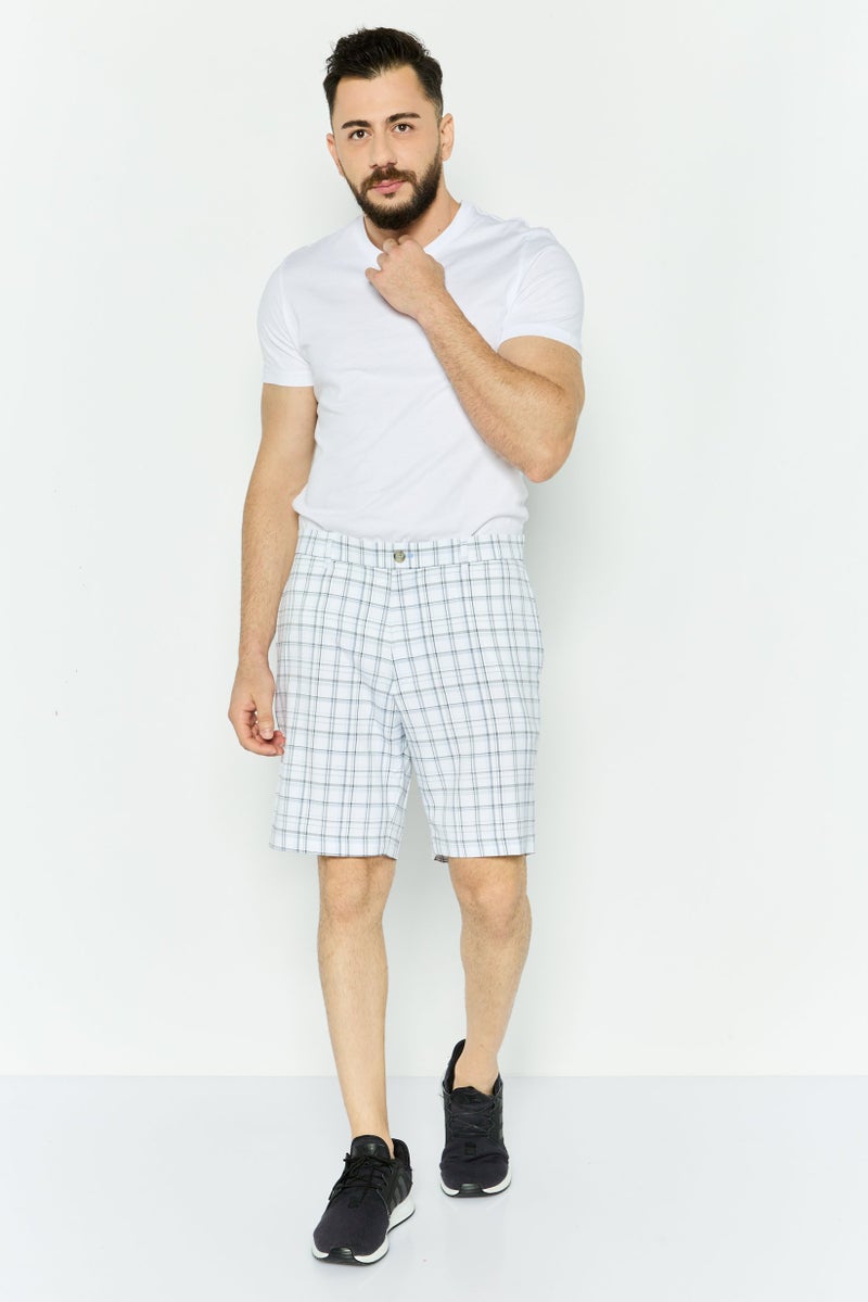 Tailorbyrd Men Embroidered Logo Chino Shorts, Off White - Image 4