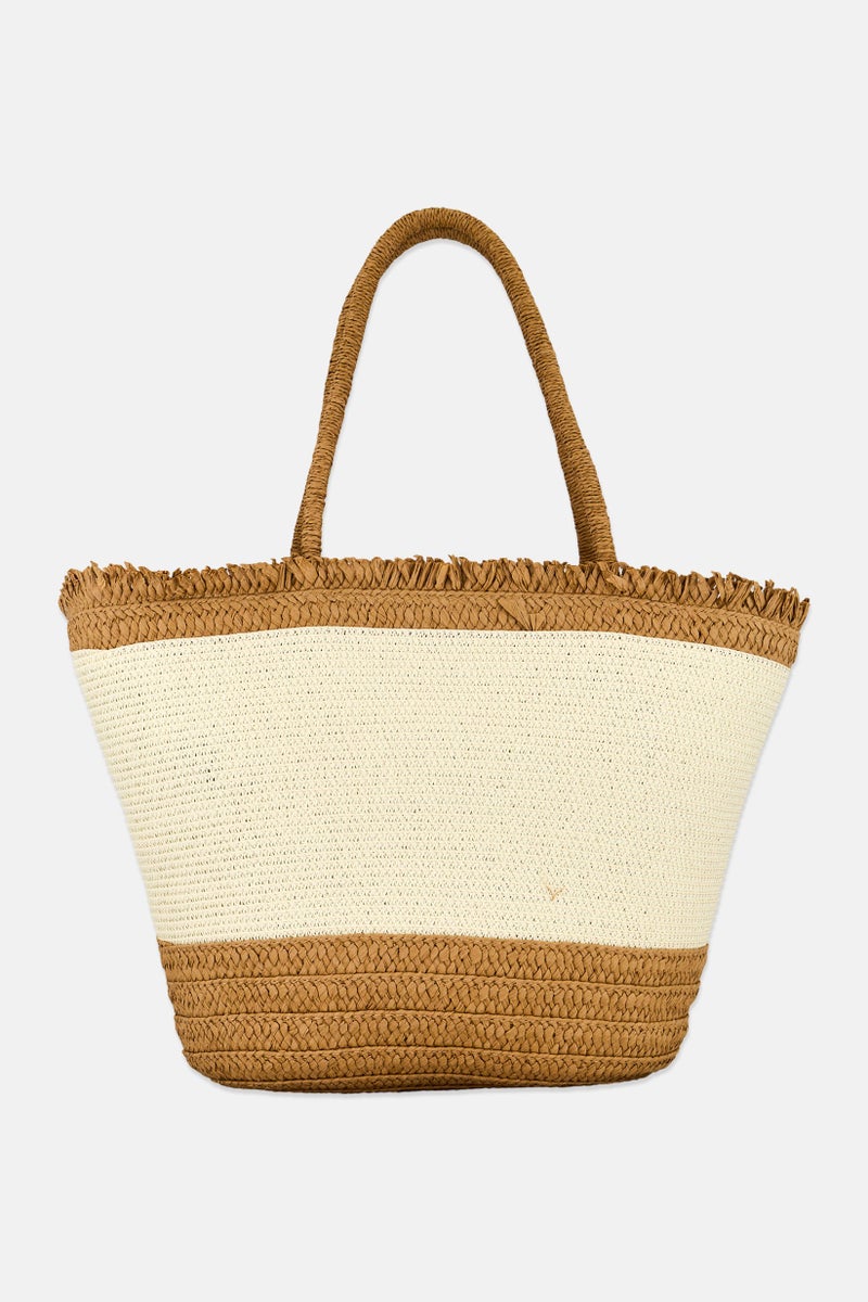 Christian Lacroix Women 2 in1 Maren Straw Tote Bag With Straw Hat Set, Tan - Image 3