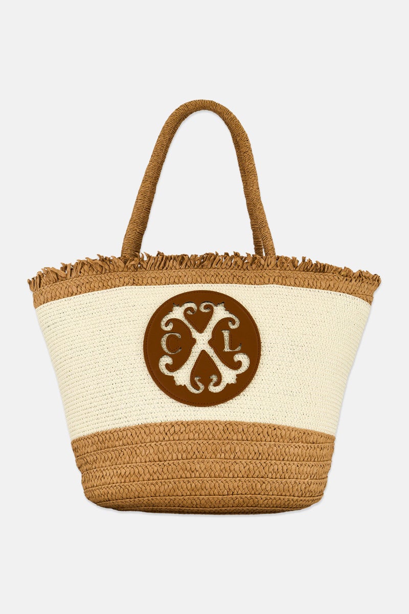 Christian Lacroix Women 2 in1 Maren Straw Tote Bag With Straw Hat Set, Tan - Image 2