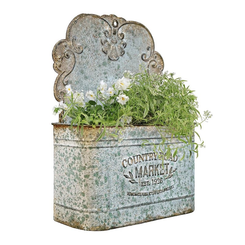 All Chic Metal Wall Planter Wall Mount Planter Metal Hanging Planter Wall Vases for Flowers Planters for Outdoor Plants for Farmhouse Decor Rustic - Image 2
