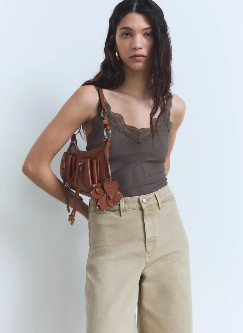 MANGO Fitted Top With Lace Neckline