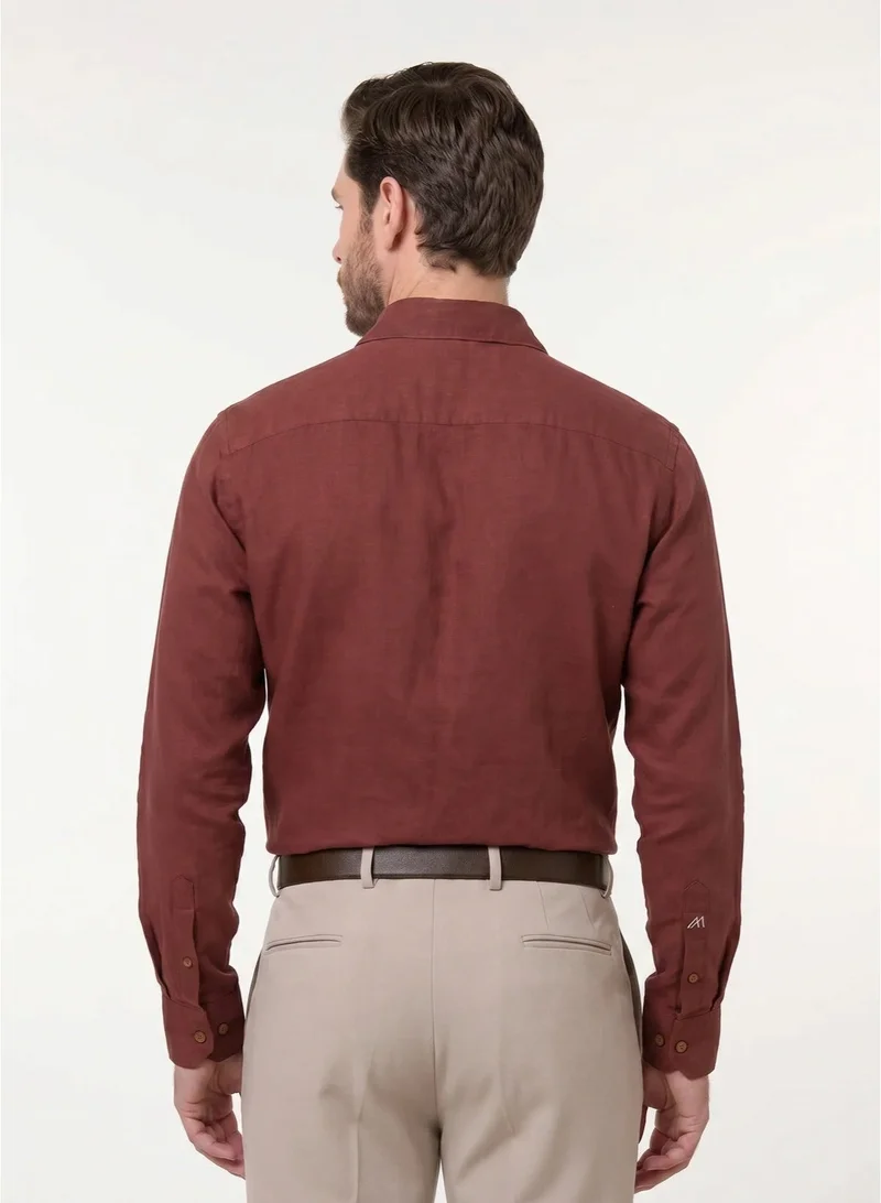MANNERISM  The Juicy Bright Strawberry Lyocell Linen Shirt with Lively Hue for Men | Best Price UAE