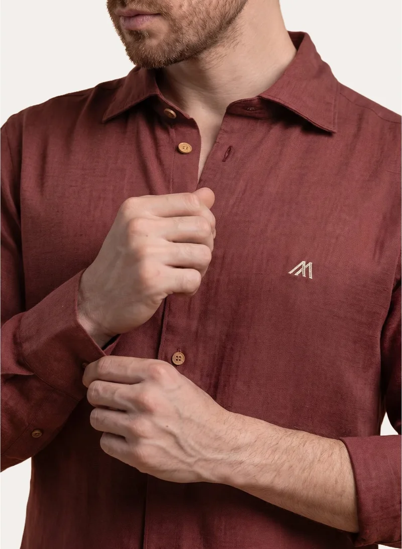 مانرزم The Juicy Bright Strawberry Lyocell Linen Shirt with Lively Hue
