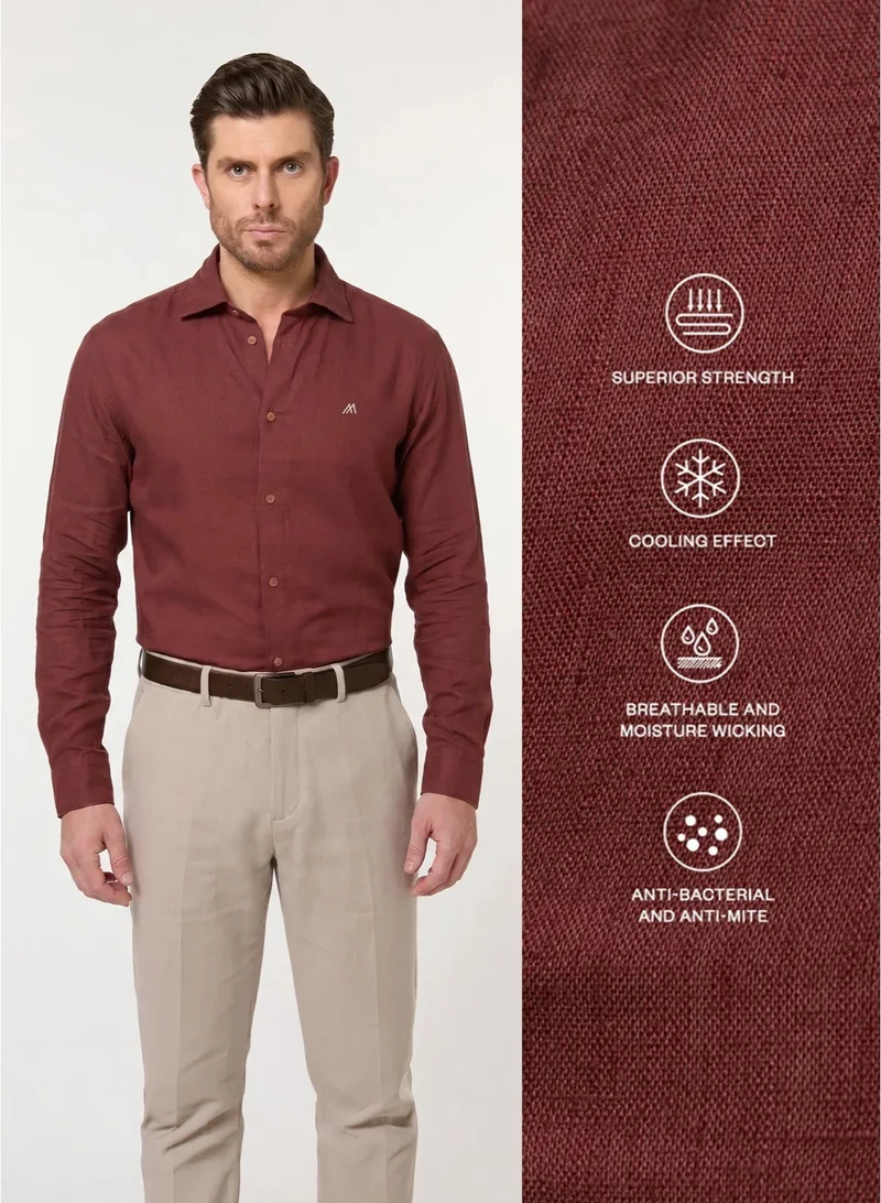 MANNERISM  The Juicy Bright Strawberry Lyocell Linen Shirt with Lively Hue for Men | Best Price UAE