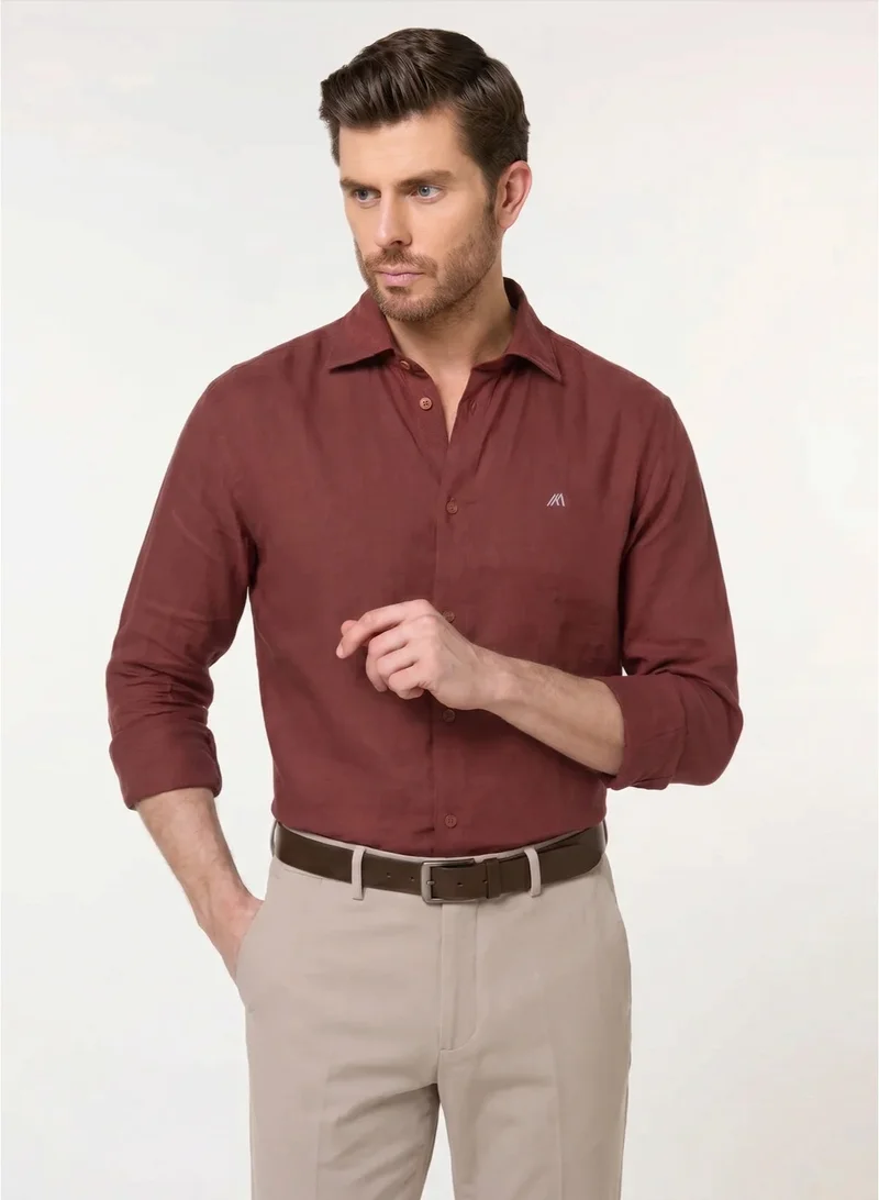 MANNERISM  The Juicy Bright Strawberry Lyocell Linen Shirt with Lively Hue for Men | Best Price UAE