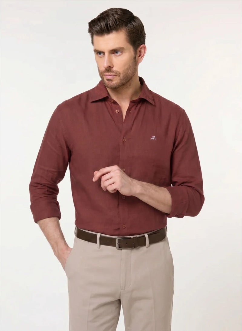 مانرزم The Juicy Bright Strawberry Lyocell Linen Shirt with Lively Hue - Image 4