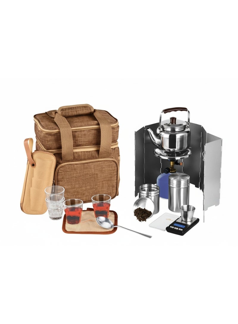 بيكي طقم عزبة شاي للرحلات- لون بني - Image 5