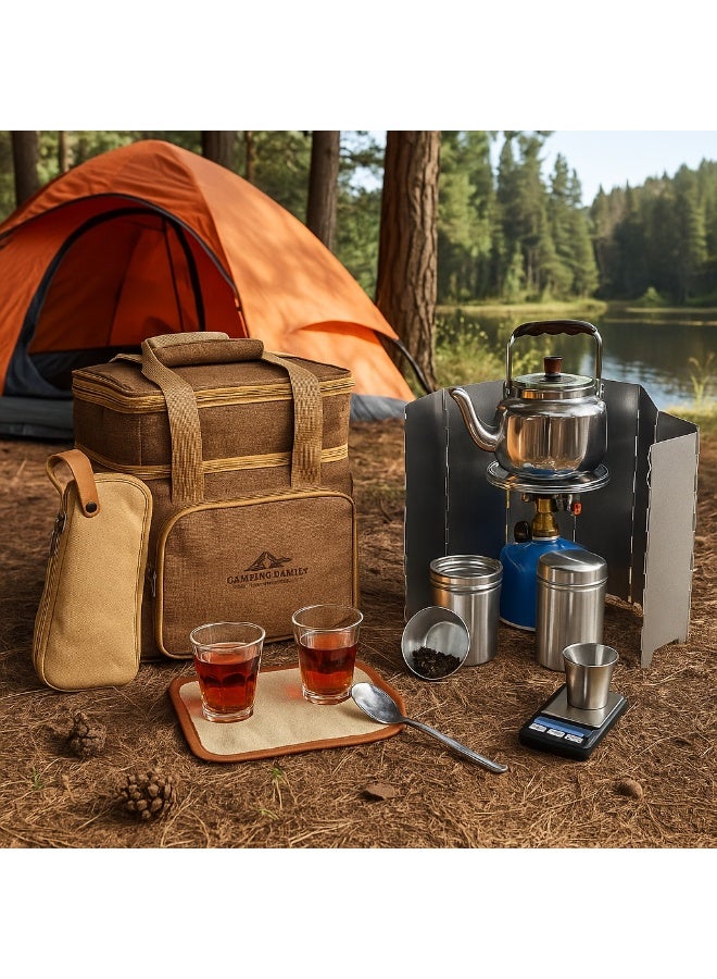 بيكي طقم عزبة شاي للرحلات- لون بني - Image 2