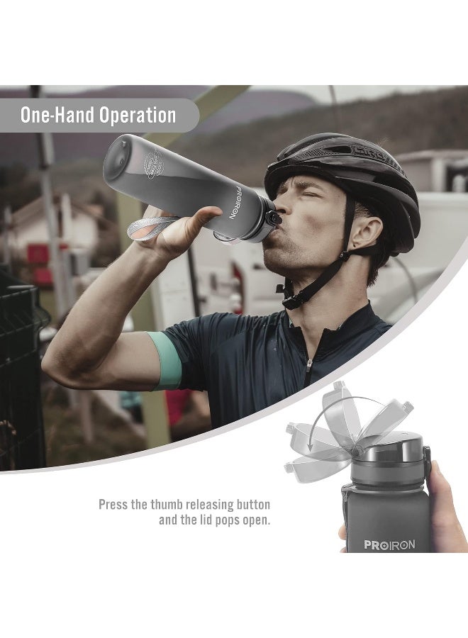PROIRON زجاجة ماء PROIRON 0.5L/1L مضادة للتسرب خالية من BPA مصنوعة من مادة تريتان الأمريكية زجاجة رياضية مع خفاقة بروتين، غطاء قابل للفتح وشبكة قابلة للإزالة للياقة البدنية وركوب الدراجات والتخييم والرياضات الخارجية - Image 2